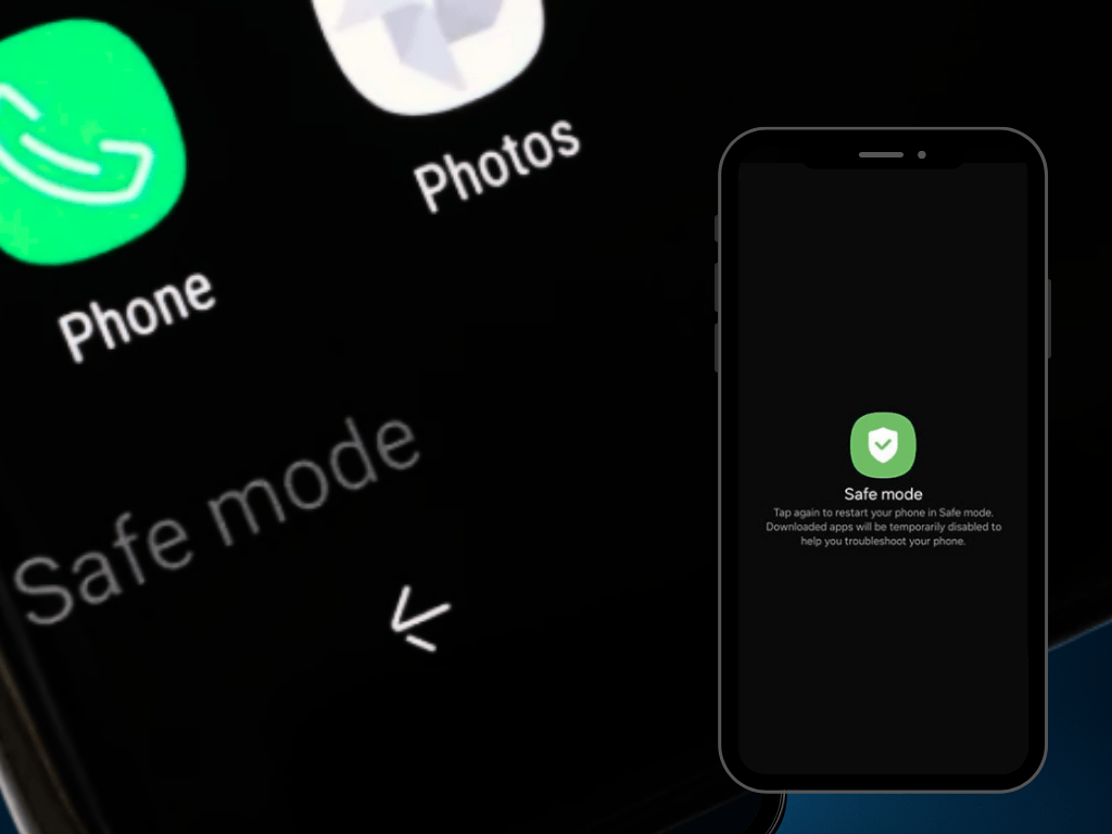 एंड्रॉइड फोन में सेफ मोड लेबल (Safe Mode label on Android phone screen)
