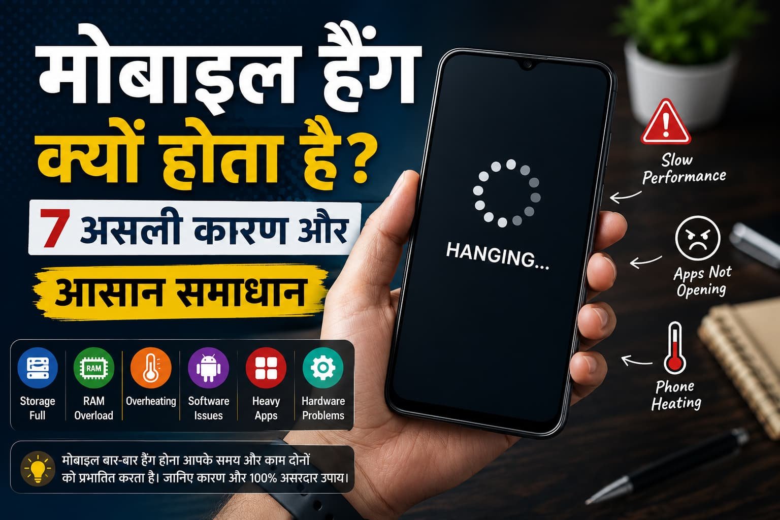 मोबाइल हैंग होने पर क्या करें – मोबाइल हैंग क्यों होता है, 7 असली कारण और आसान समाधान