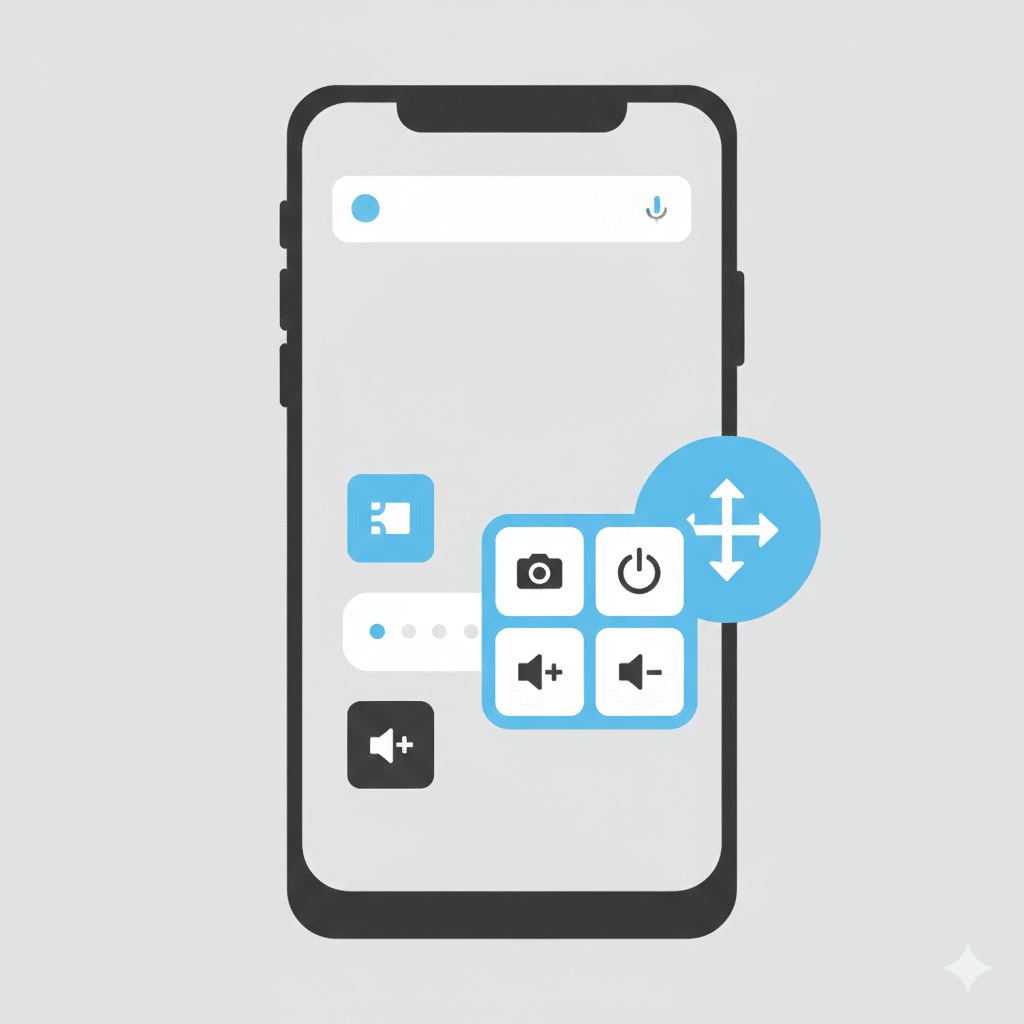 Android phone screen showing accessibility or assistive menu floating button