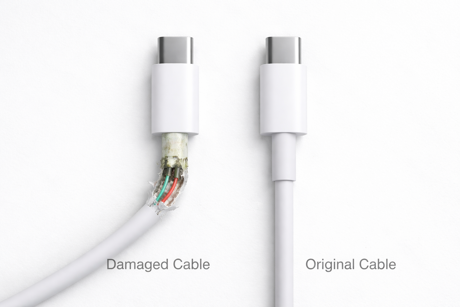 damaged charging cable vs original