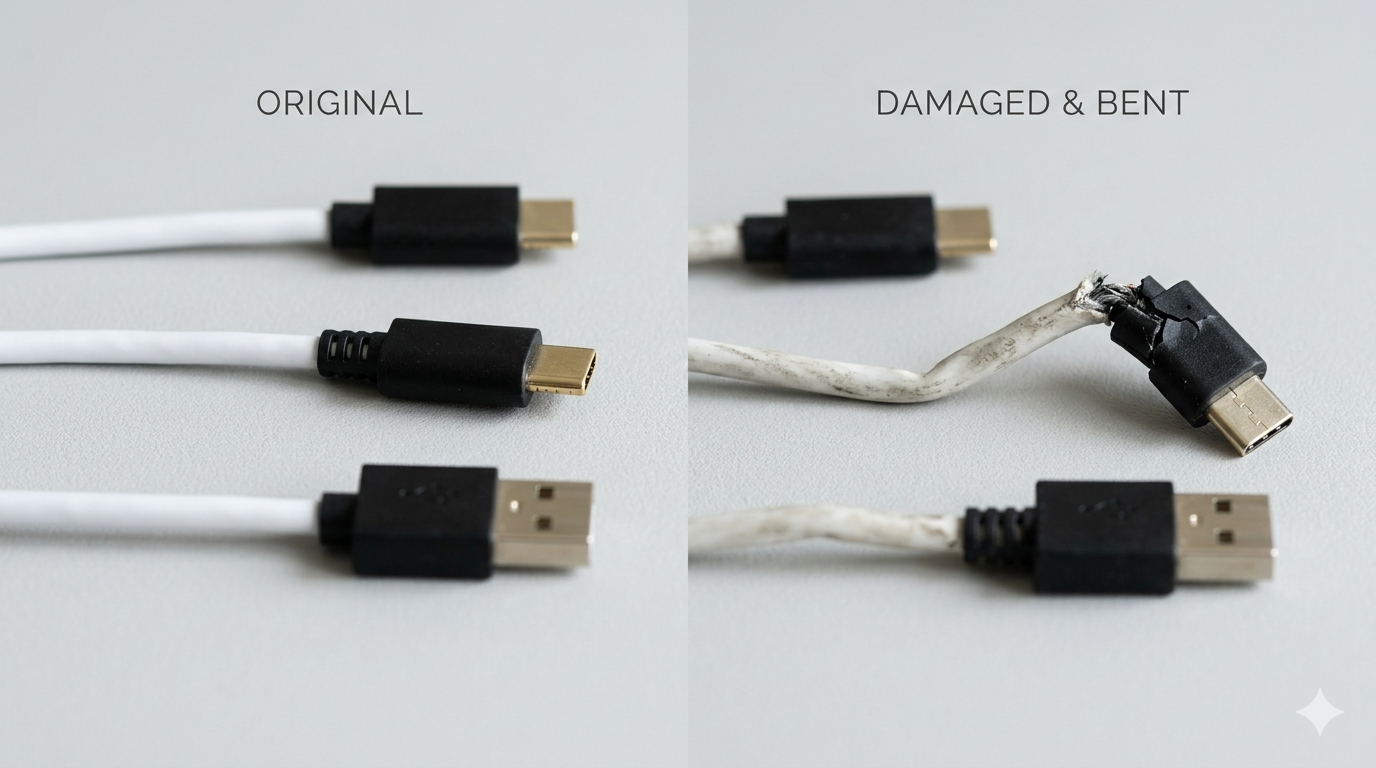 damaged charging cable fast charging slow issue