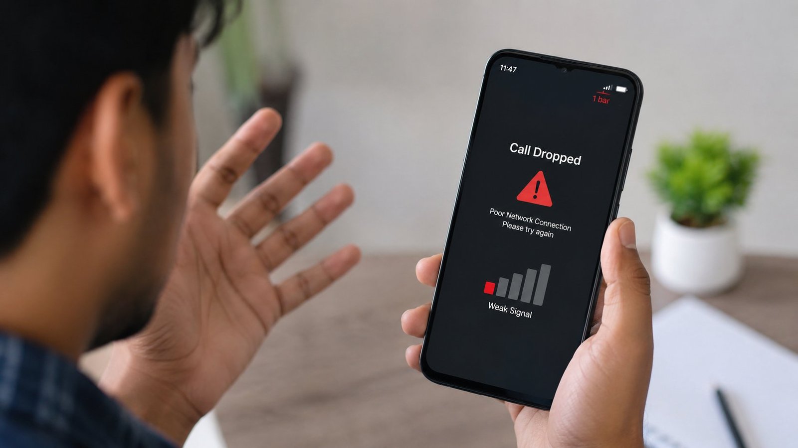 Mobile Network Problem Fix showing weak signal and call issue on smartphone
