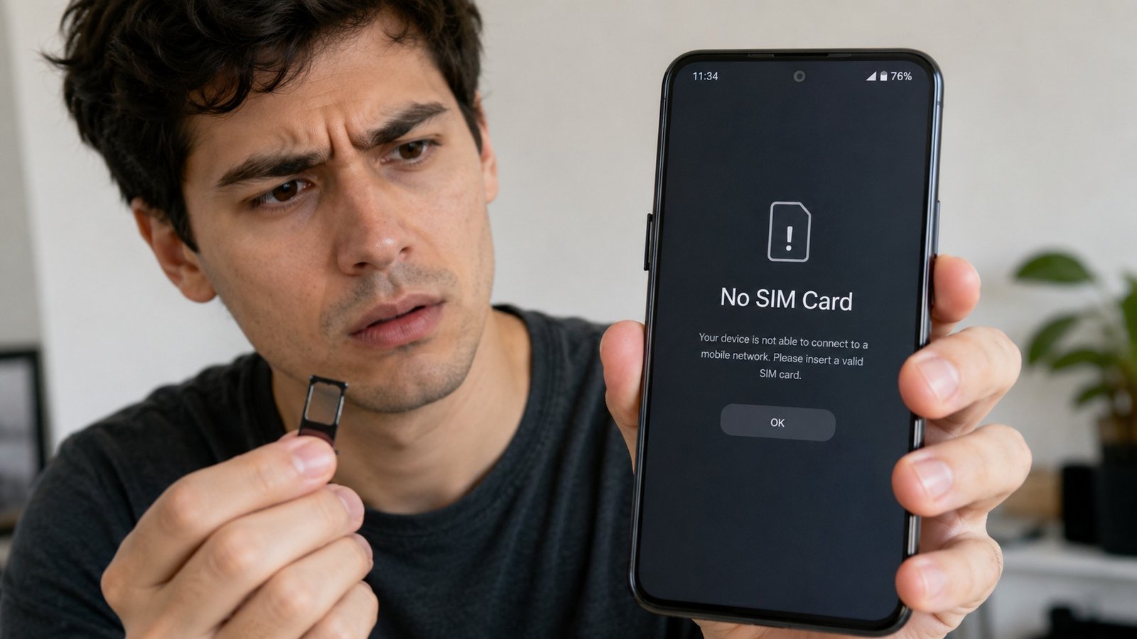 Phone SIM Card Not Detect error showing on Android smartphone