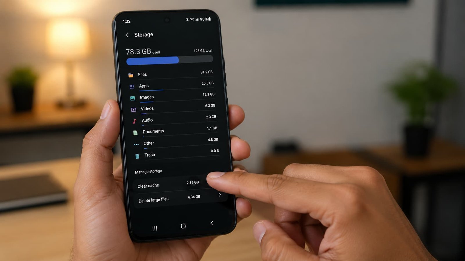 Android phone में cache clear करके speed improve करते हुए settings screen