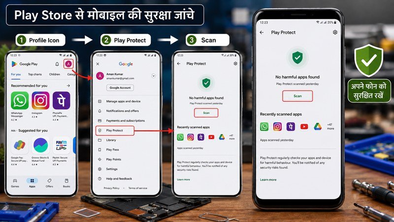 Google Play Protect से मोबाइल में virus और harmful apps check करने का तरीका