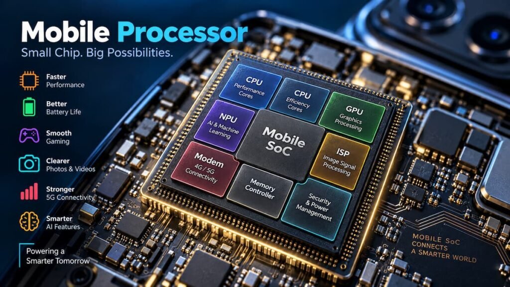 Mobile Processor Guide Hindi: समझें कोर, nm और GPU के 6 नियम Mobile Processor Guide स्मार्टफोन प्रोसेसर (SoC) के अंदर CPU कोर, फैब्रिकेशन नोड और GPU की बनावट