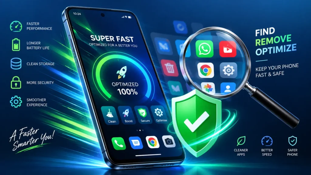Smartphone running smoothly representing phone fast karne wala app concept