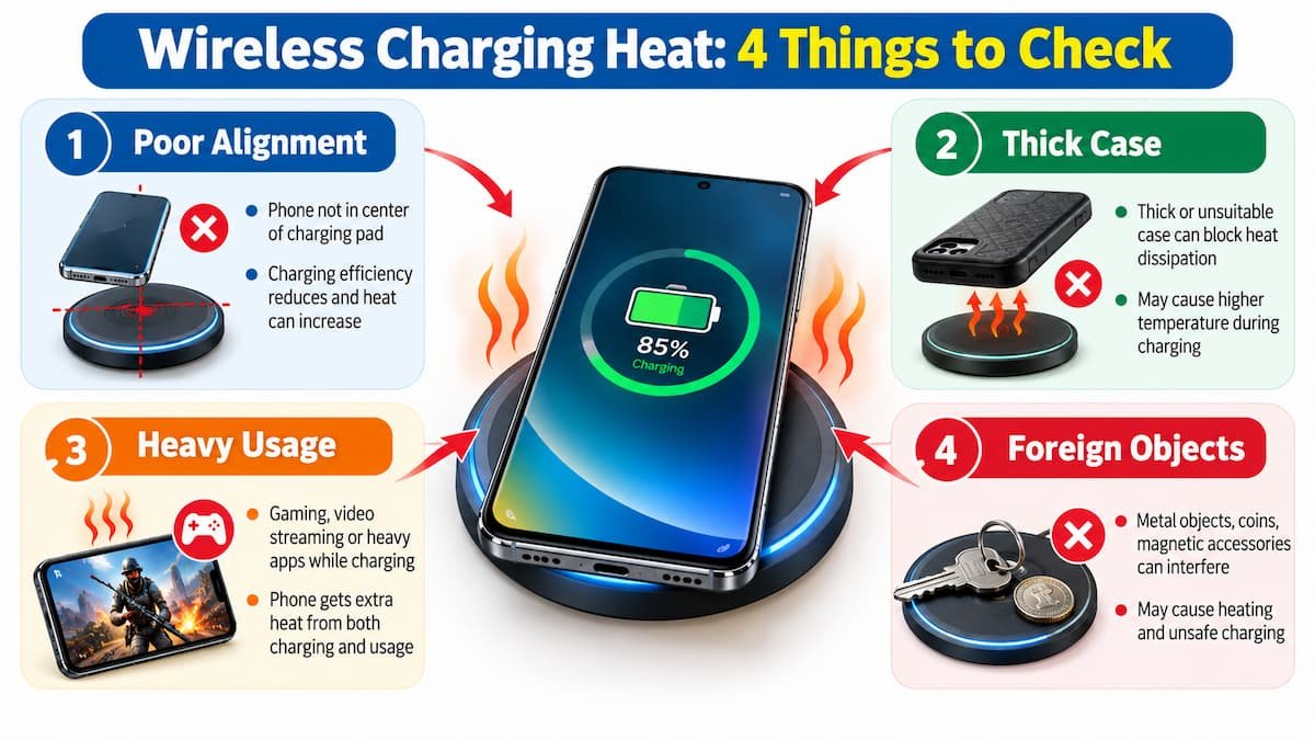 Four common causes of heat during wireless phone charging